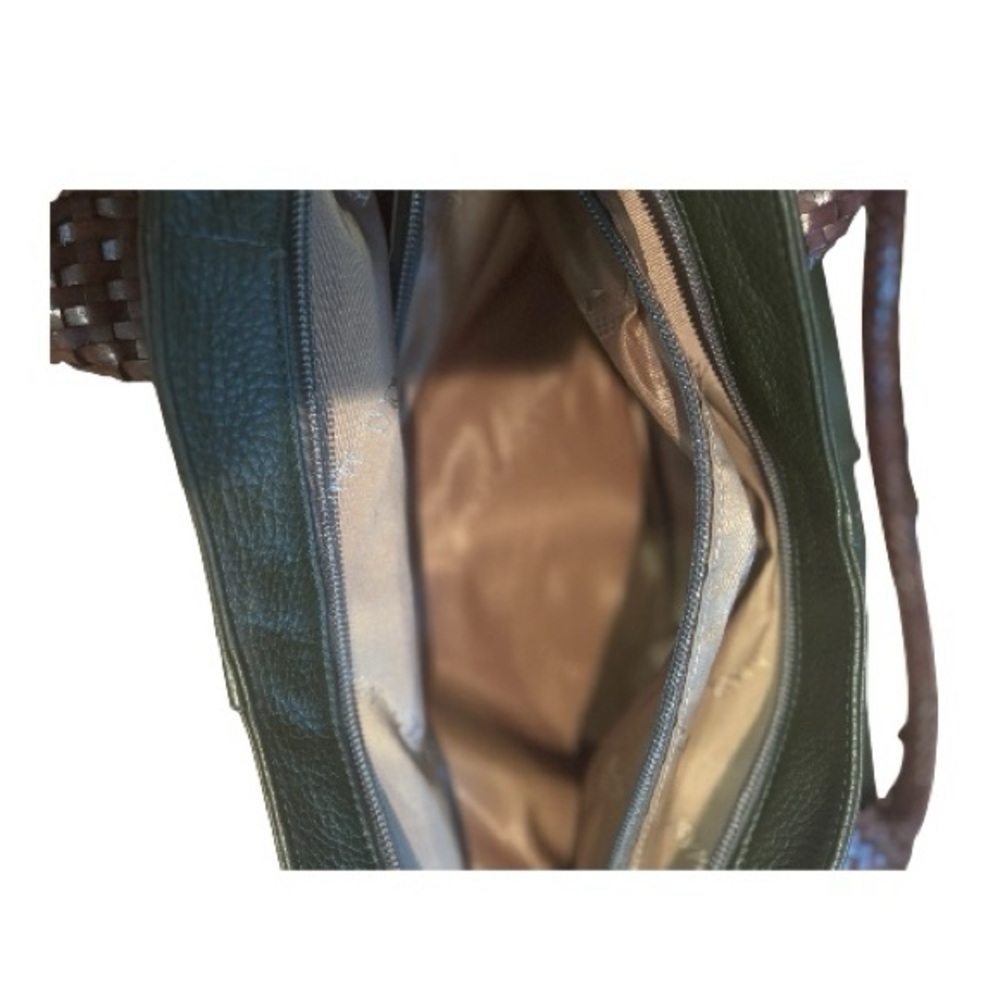 Paolo Masi Satchel – Hunter Green Leather with Woven Handles - Picture 7 of 10
